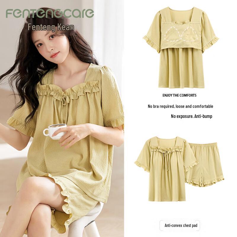 FENTENGCARE Women s Short Sleeve Padded Loungewear Set M