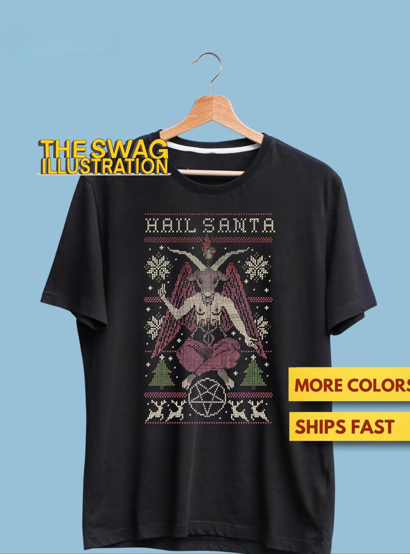 Funny Christmas Hail Santa Premium T shirt, Christmas Devil Santa Shirt, Christmas Humor Shirt M