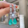 Jewelry Retro Color Treasure Simulation Paraiba Emerald Big Earrings Main Stone 10 * 16