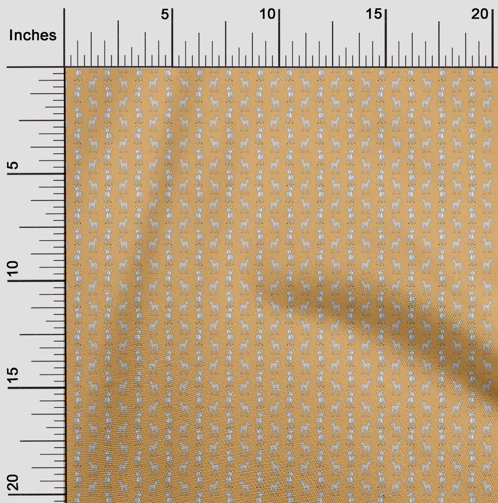 oneOone Cotton Flex Gamboge Yellow Fabric Animal  Fabric For Sewing Printed Craft Fabric By The Yard 40 Inch