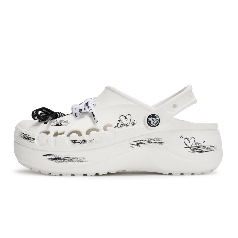 Crocs Baya Platform Clog 811 Made Escape Plan Special Shoe Box Lace-up Bow Detachable Accessories Hole Shoes Women Black White