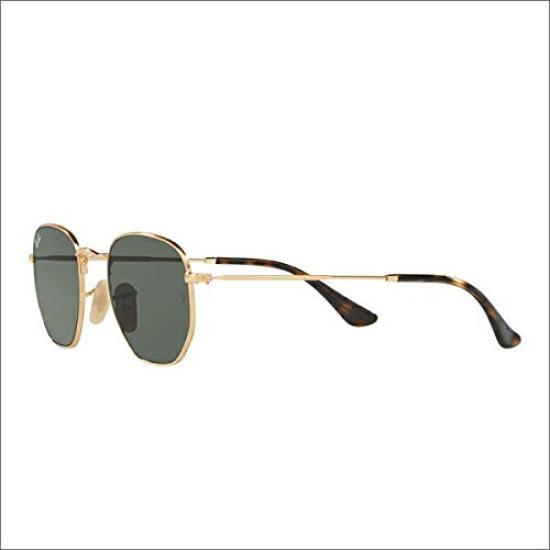RB3548N 001 51 Authentic Flat Frame Lens Green Classic Ray-Ban Sunglasses, Ray-Ban Sunglasses, HEXAGONAL, Lens, Color Gold, Color G-15