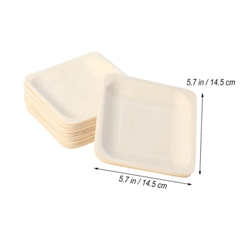 FRCOLOR Disposable Paper Plates, 14cm x 14cm, 50 Pieces, Unbleached, Water and Oil Resistant, Perfect for Birthdays, Parties, BBQs, and More. Stylish