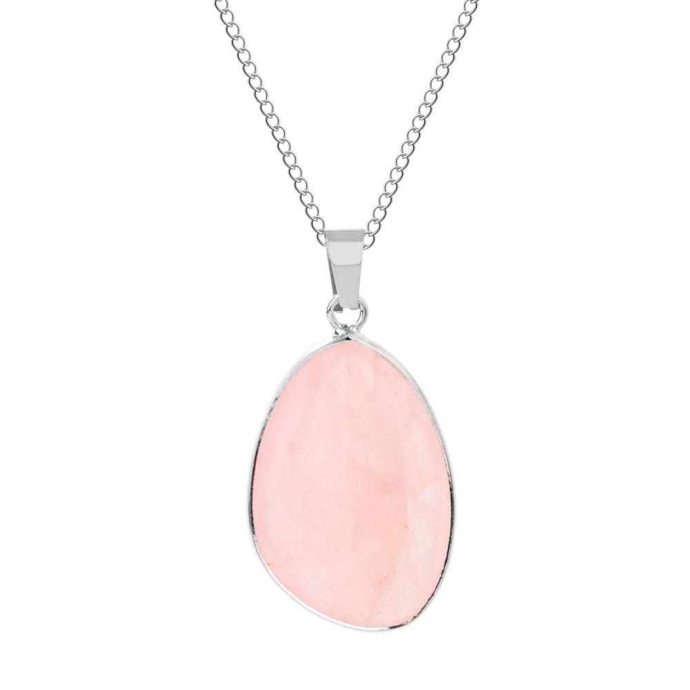 1pc Natural Stone Irregular Pendant Necklace Pink Crystal Amethyst Tiger Eye Necklace Pendant for Women Couple Jewelry Gift