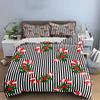 Candy Cane and Holly Striped Pattern Bedding Duvet Cover Set Duvet Cover Pillowcases  (1*Duvet Cover 2*Pillowcases, without duvet insert)