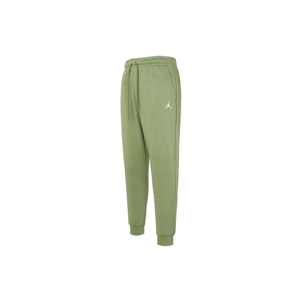 Jordan Essentials Solid Casual Joggers With Cuff Knit And Fleece Men Bottoms Light-Olive-Yellow FJ7780-340