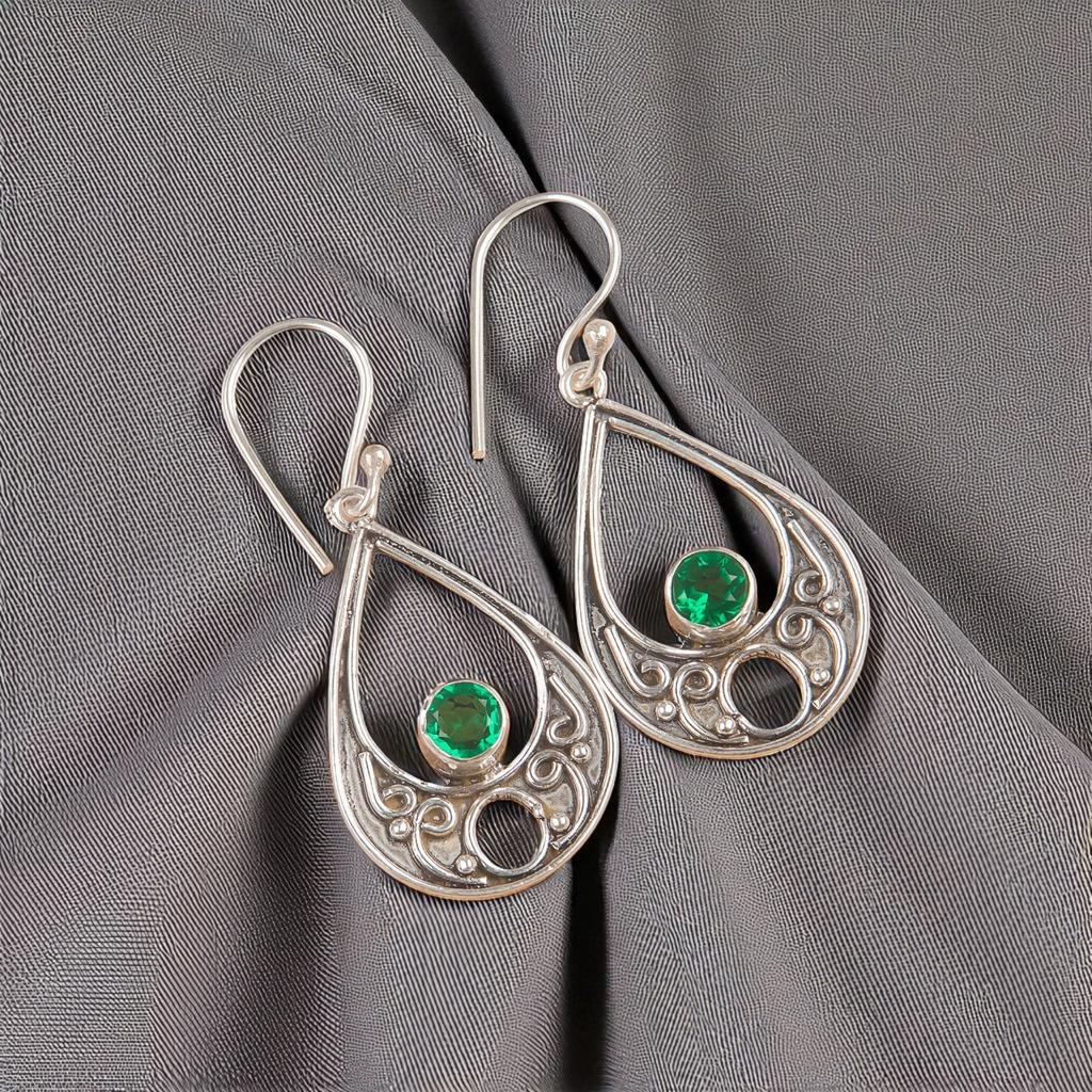 Chrome Diopside Gemstone 925 Sterling Silver Jewelry Handmade Earrings 1.91" EE-90-1