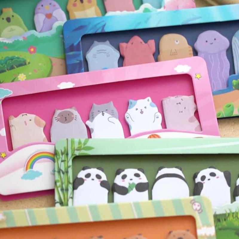 150Sheets Cute Cartoon Animals Special-Shaped Sticky Notes Creative Kawaii Mini N Times Sticky Notes School Supplies Gifts