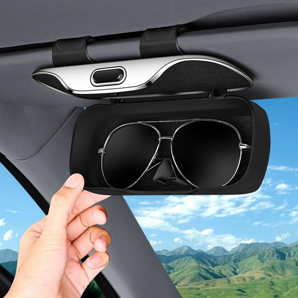 Multi-Purpose Car Glasses Box Portable Car Sunglasses Holder Car Driving Glasses Holder Eyeglass Case Sun Visor Storage Case