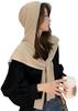 LINSHIN Women's Knit Hat, Neck Warmer, Hooded Collar, Scarf, Stole, Muffler, Shoulder Wrap, Neck Cover, Warm, Windproof, Cold Protection, Stylish, Fas