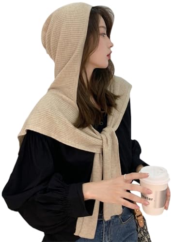 

Женская вязаная шапка LINSHIN, шарф-снуд, капюшон, шарф, палантин, шарф, накидка на плечи, воротник-шарф, теплая, ветрозащитная, защита от холода, стильная, Fas