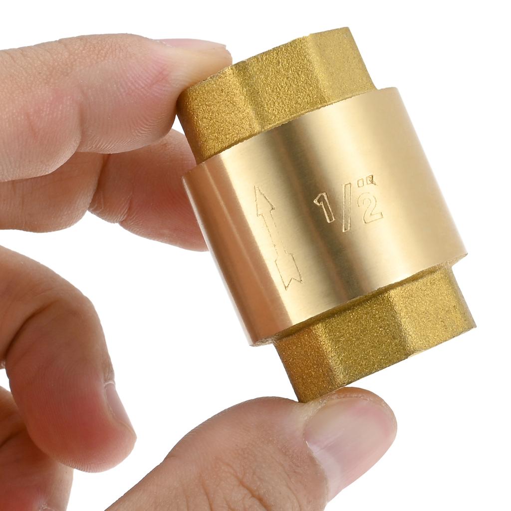 2pcs Brass Spring Check Valve 1/2 3/4 1 Inch NPT Female Thread Non Return One Way Horizontal Vertical In-Line Water Check Valve