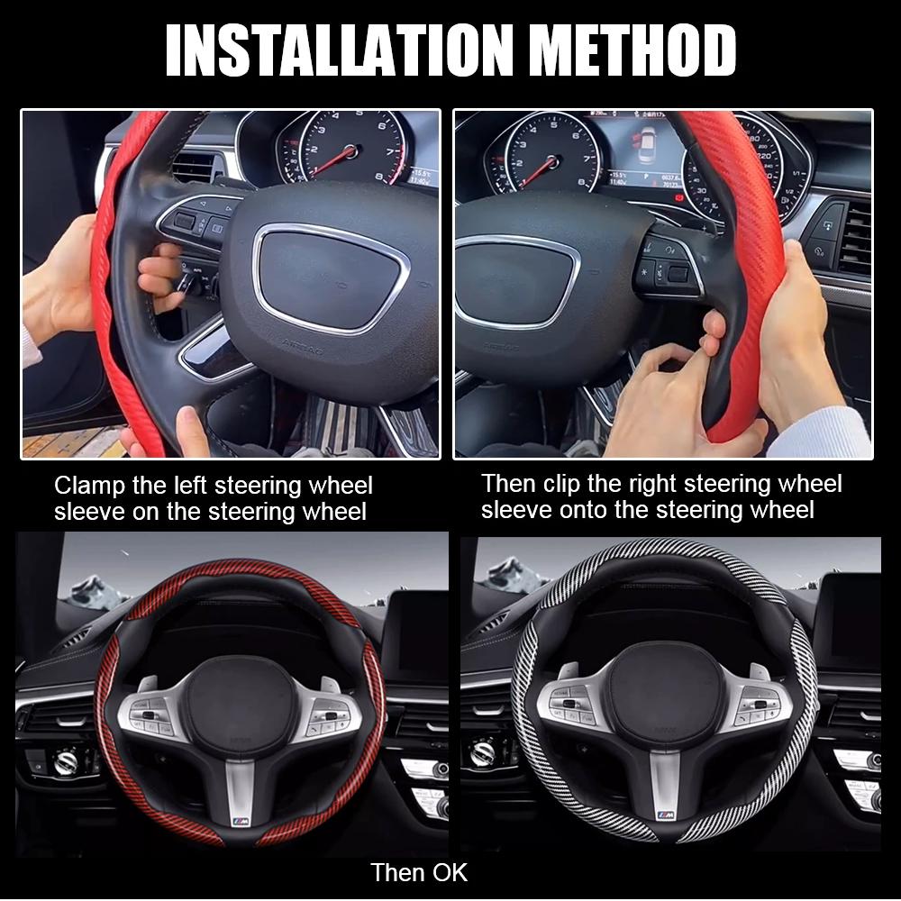Non-Slip Car Steering Wheel Cover Carbon Fiber Booster Cover Auto Interior Accessories For BMW F10 G30 E92 G20 E46 E90 X3 X5 E53