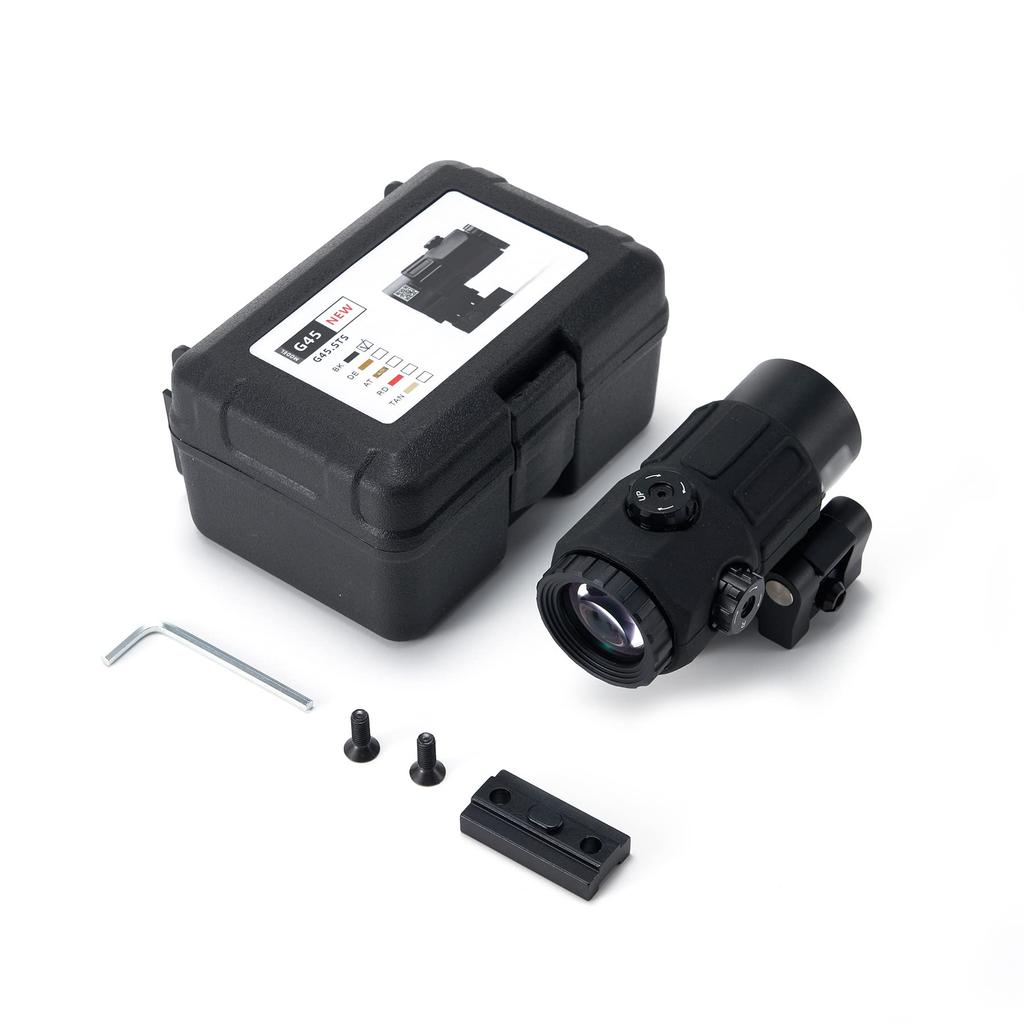 EO G45 Type Magnifier, Realistic Engraving, Replica, Black, EXPS G45 STS Mount, 5x Magnifire Booster Scope (Black)