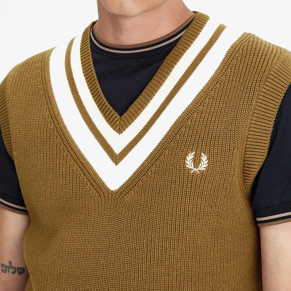 Fred Perry [Sharp] Striped Trim V-Neck Vest (P96) Afpm2416524-P96