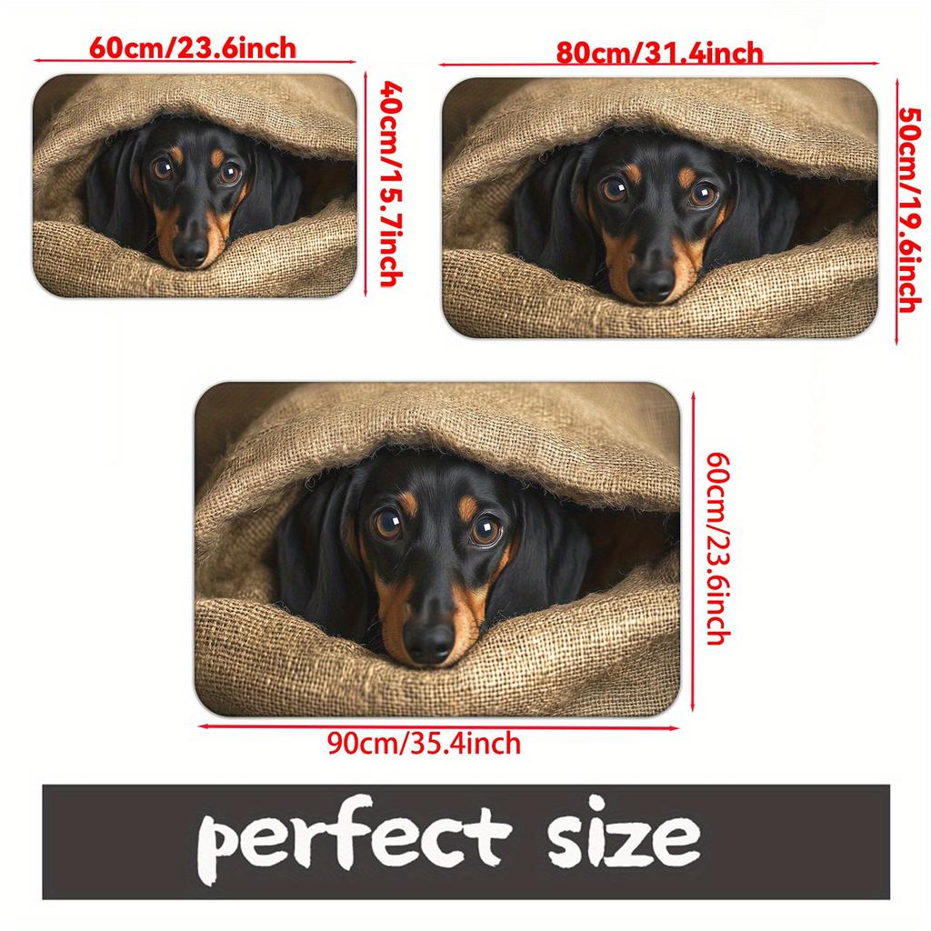 1Pcs Anti Fatigue Kitchen Rugs Dachshund Peeking Print Waterproof Non-Slip Thick Cushioned Kitchen Mat Heavy Duty Comfort Standing Mat for Bathroom