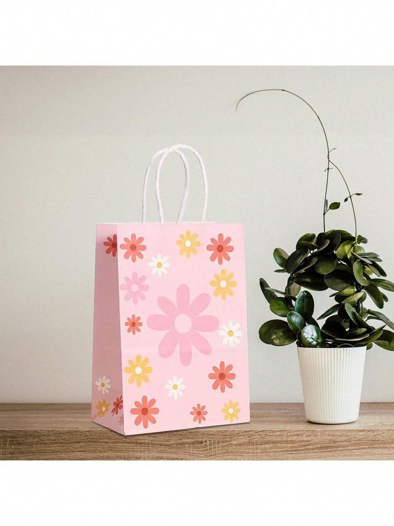 12pcs Sun Flower Theme Gift Bags Kraft Gift Bags Bulk Birthday Bags For Party Goody Gift Bags