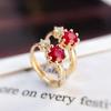 Classic Light Luxury Inlay Ruby Earrings for Women Simple and Small Red Gemstone Crystal Hoop Earings Wear Daily Jewelry