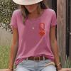 Casual T-shirt with Heart LettersSummer Round-neck Short-sleeved Top