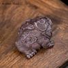 Chinese Lucky Golden Toad Statue Ornaments Yixing Purple Clay Tea Pet Handmade Sculpture Tea Set Decoration Desktop Decors