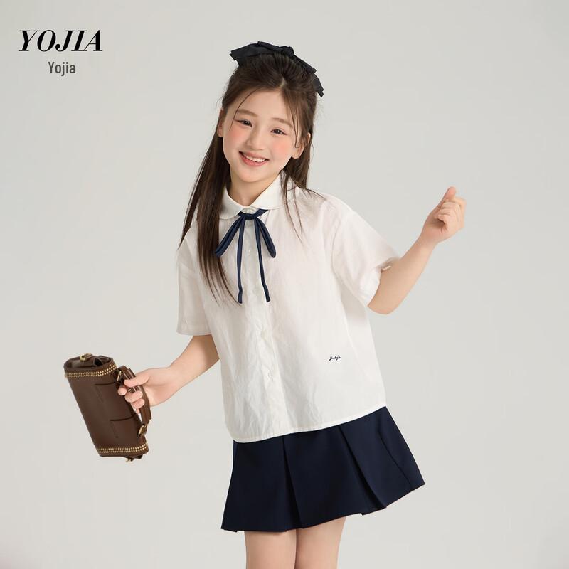 YOJIA Girls' Summer School Style Short Sleeve Blouse