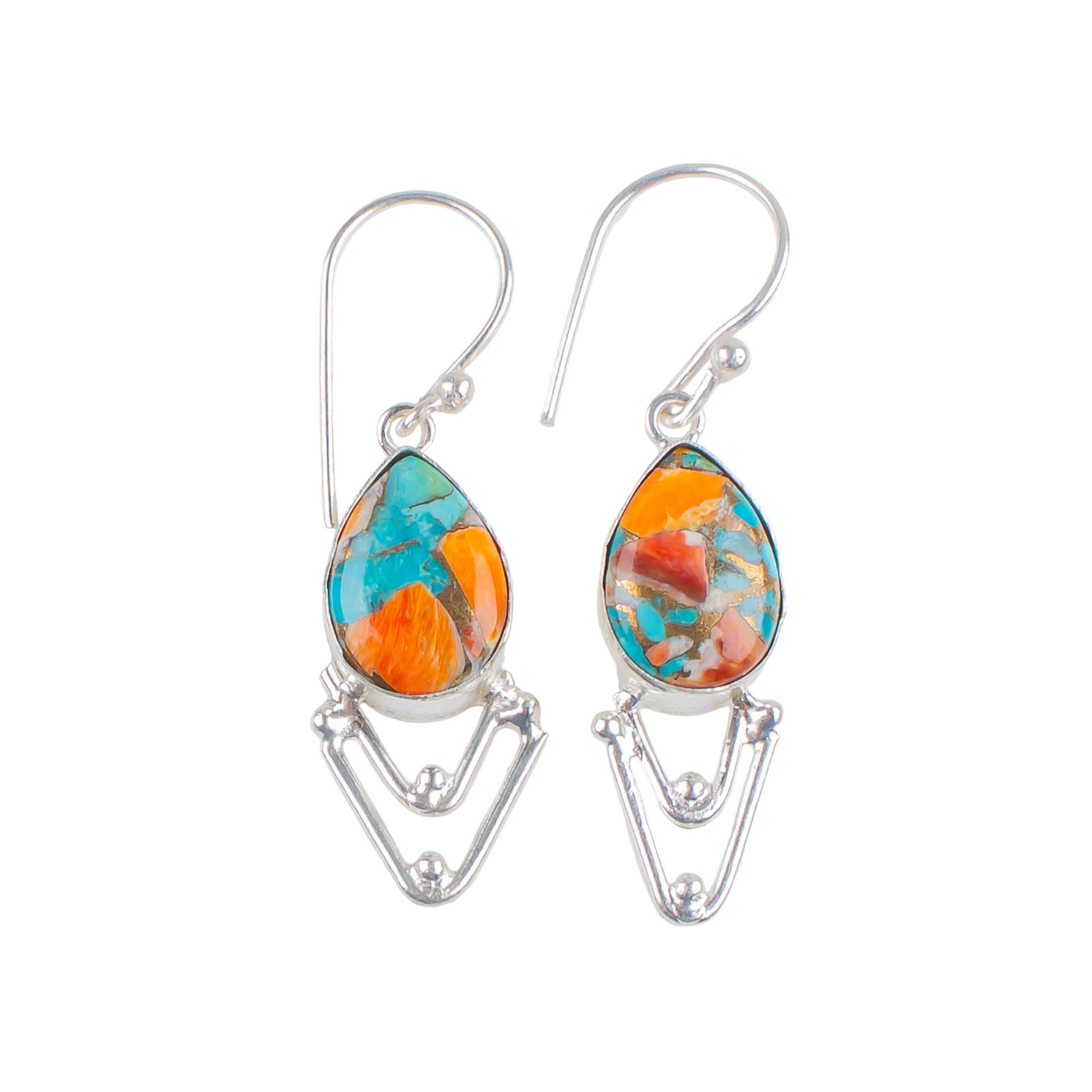 

Spiny Oyster Gemstone 925 Sterling Silver Designer Jewelry Women Earrings 1.90 EE-39-33