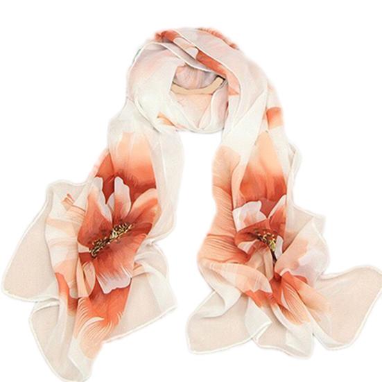 

Модная женская длинная мягкая шифоновая шаль с цветочным принтом, палантин, пляжный шарф, подарок