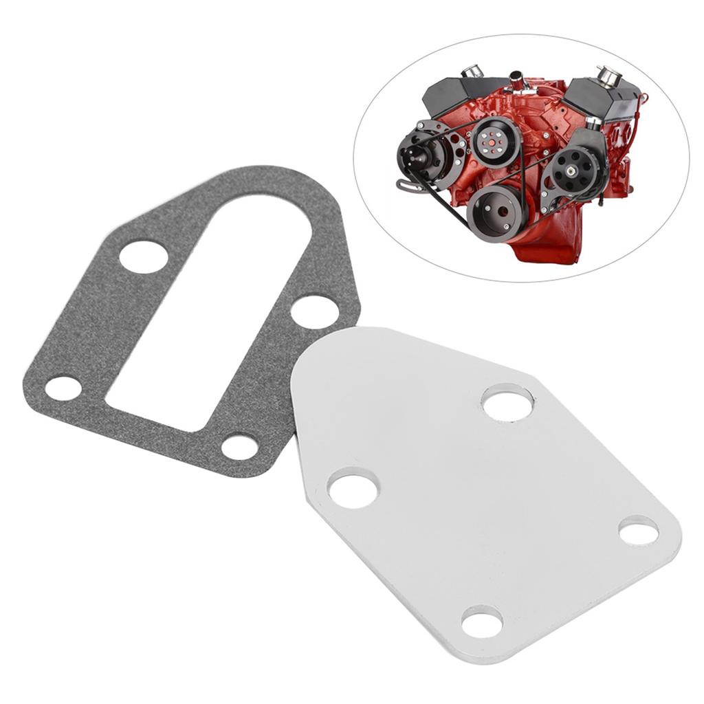 Chrome Fuel Pump Mounting Plate With Gasket Fit for Chevrolet SB 283 305 327 350 383 400 Engine
