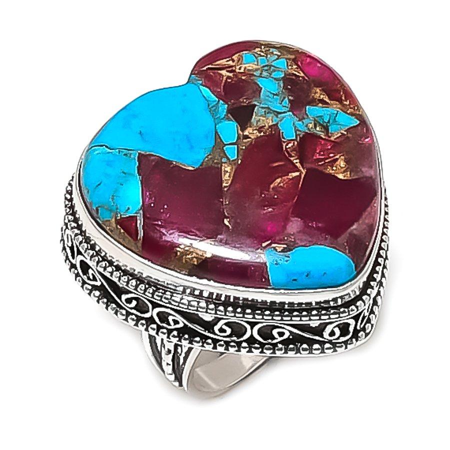 Natural Spiny Oyster Gemstone 925 Sterling Silver Jewelry Ring Size 9 ETC-13888