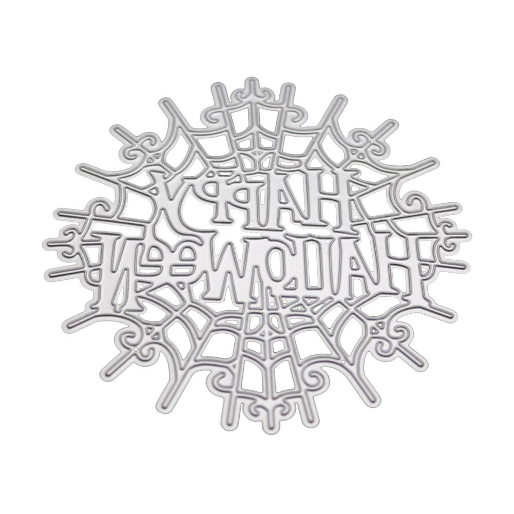 Fröhliches Halloween Spinnennetz Metall Silberfarben Schablone Präge-Stanzformen Für DIY Scrapbooking Papier Album Kartenherstellung