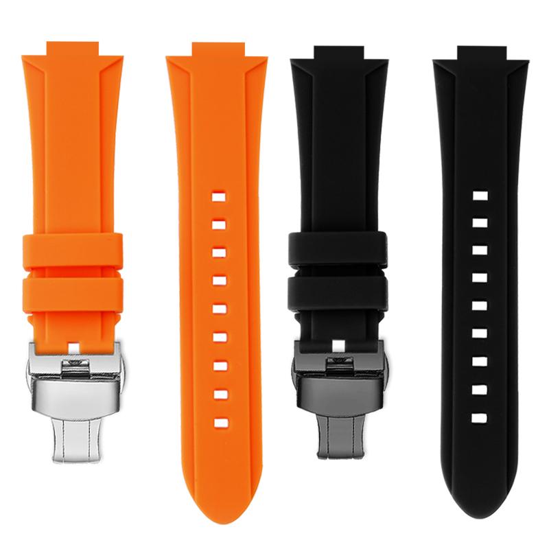 Bracelet de montre convexe Bracelet en silicone pour timex T2N738 T2N739 T2N720 T2N721 T49706 Bracelet de montre à boucle déployante Bracelet en caoutchouc 24X16mm