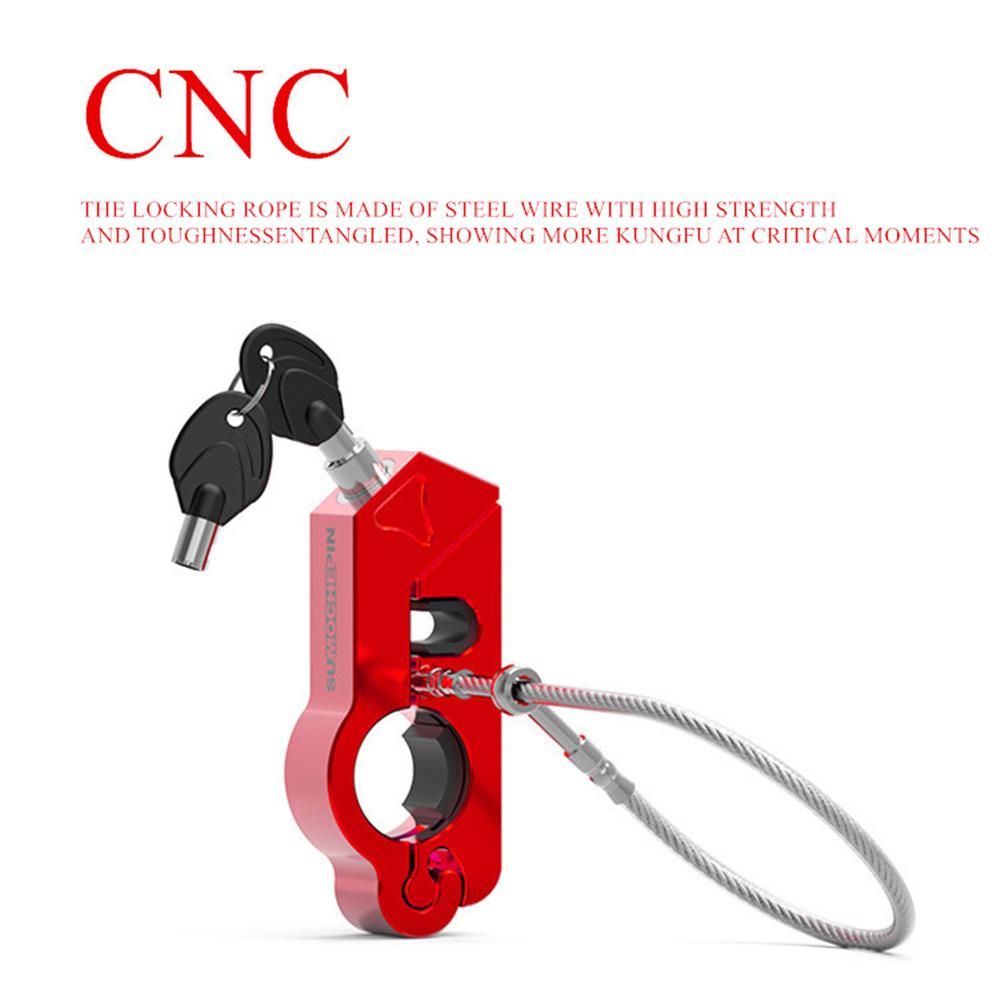 2 In 1 CNC Motorcycle Handlebar Lock Brake Handle Helmet Anti-theft Key Lock Red