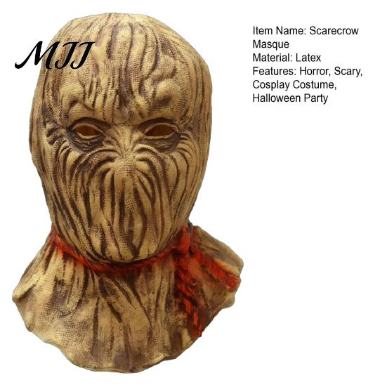 Flexible Horror Masque Scarecrow Halloween Latex Adult Full Head Cosplay Scary Costume for Party Masquerade