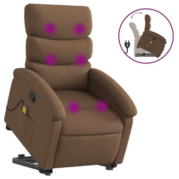 VidaXL Reclining Massage Armchair Brown Fabric 3203994