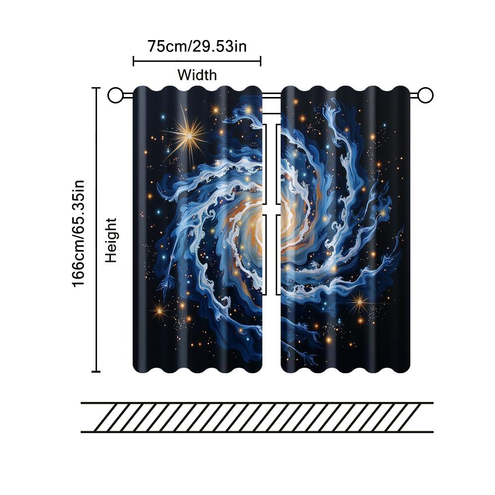 Filtering Curtains Excluding Rods Non Movable Without Batteries Blue Sky Galaxy Use Bedrooms Living Set Of 2 Made Polyester Bedroom Decor