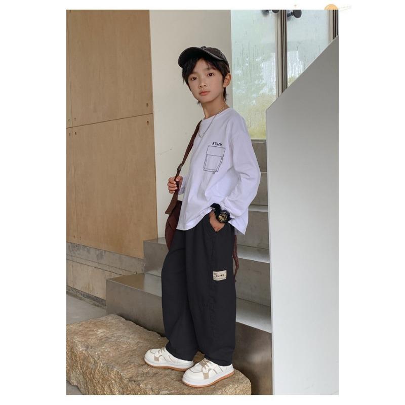 Pantalones Largos Cargo Casuales Lisos Sueltos para Niños