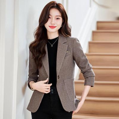 Autumn/Winter Houndstooth Blazer: Slimming, Versatile, High-End Casual Suit Top