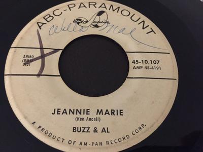7-tums Skiva BUZZ & AL - Jeannie Marie / Tomorrows That May 4510107PROMO ABC-Paramount 1960 USA Pop Begagnad