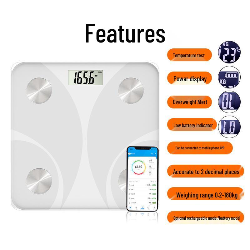 Bluetooth Body Fat Scale - Home Use, Multi-Style Electronic Measurement