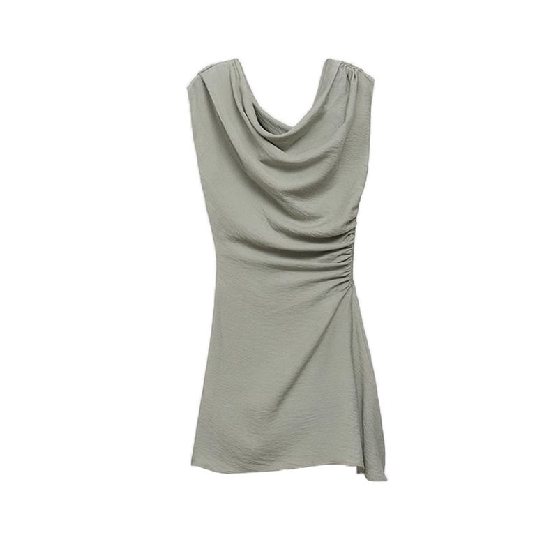 

Summer Clothing New Women s Clothing Sexy Wind Slant Shoulder Waist Asymmetric Hem Vacation Style Dress 87075746 Light green L