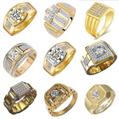 Chenrui Inlaid Strass Kreuz Goldring - Europäischer & Amerikanischer Stil Schmuck