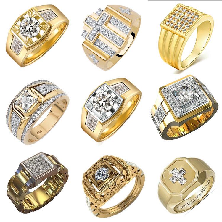Chenrui Inlaid Rhinestone Cross Gold Ring - European & American Style Jewelry