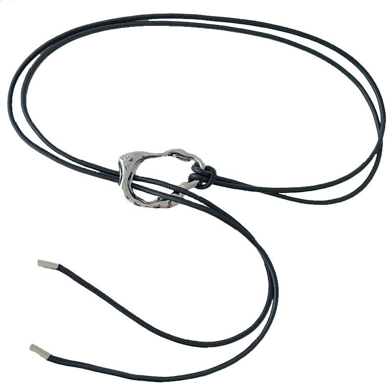 Minimalist Leather Black Dress Belt Alloy Buckle Fine Width Casual Looks