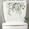 Tropical Green Plant Leaves Flower Wall Sticker Bathroom Toilet Decor Living Room Cabinet Home Decoration Decals Self Adhesive