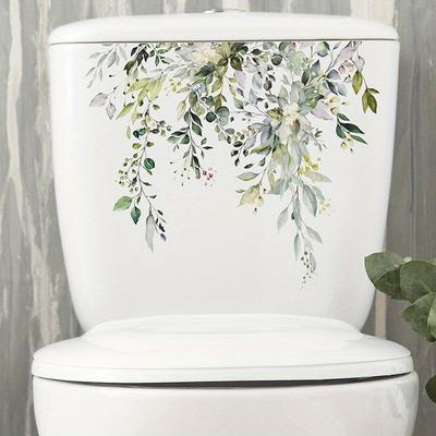 Tropical Green Plant Leaves Flower Wall Sticker Bathroom Toilet Decor Living Room Cabinet Home Decoration Decals Self Adhesive