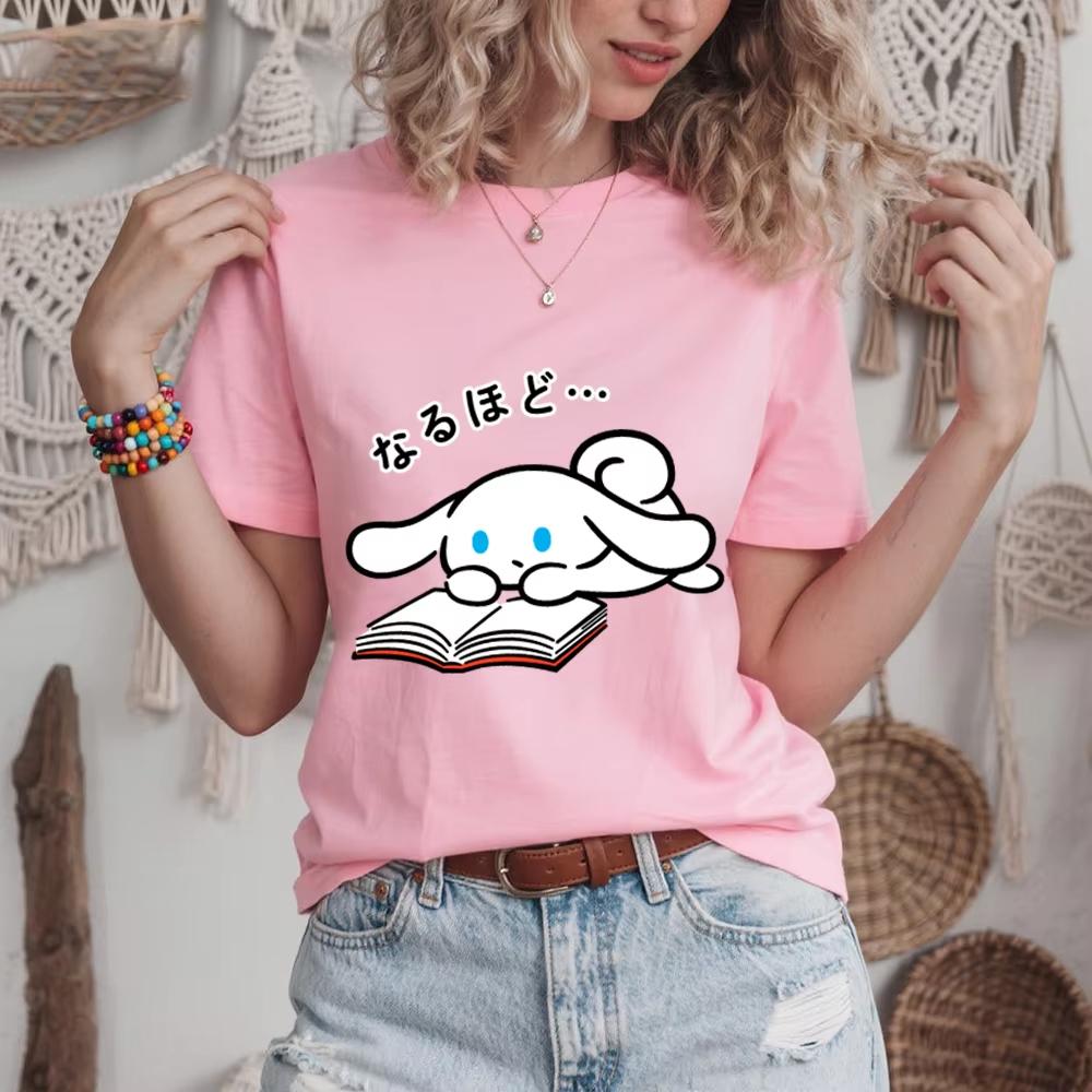 

2026 Summer Cinnamoroll I See Now Print Cotton T Shirt for Women Casual Comfort Soft Daily Wear Top S