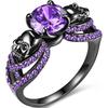Gothic Black Ring Red Crystal Vampire Double Skull Rings  for Women Party Wedding Jewelry