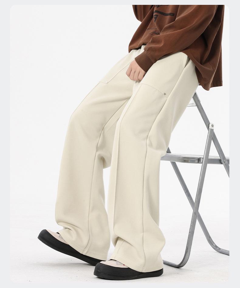 Men's American Style Casual Drapey Trousers: Spring/Autumn Loose Wide-Leg Sports Pants