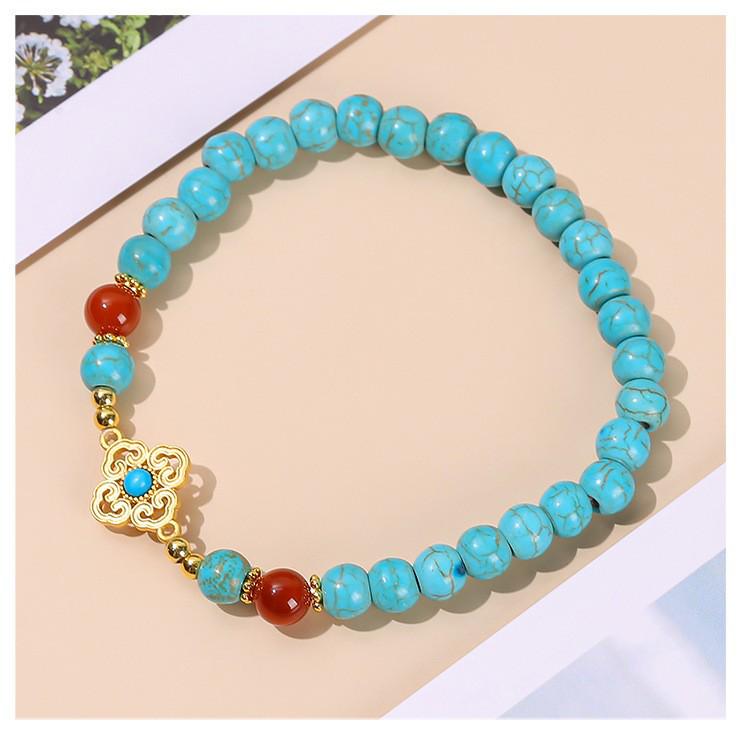 Turquoise Square Ruyi Ethnic Style Women's Versatile Bracelet