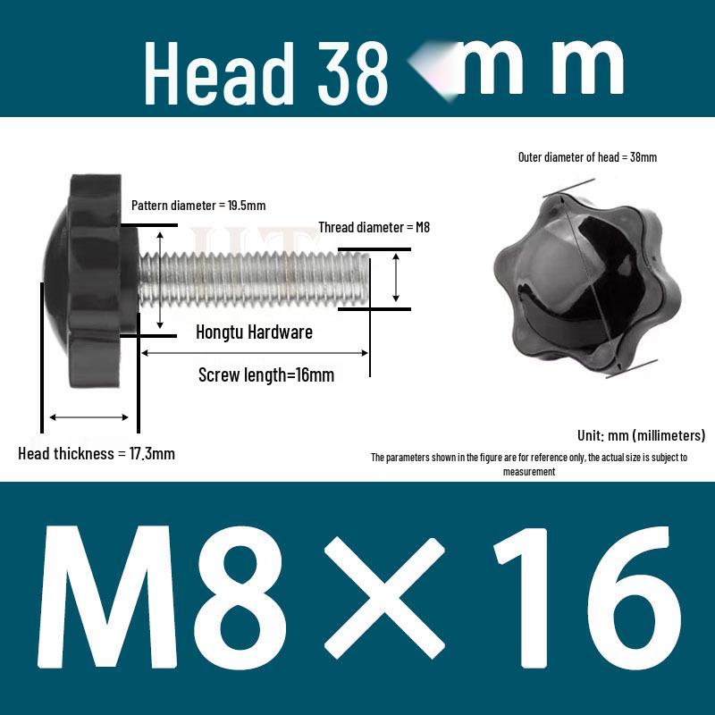 32-Head Rubber Six-Star Plum Blossom Handle Knob M5/M6/M8 Plastic Thumb Screw